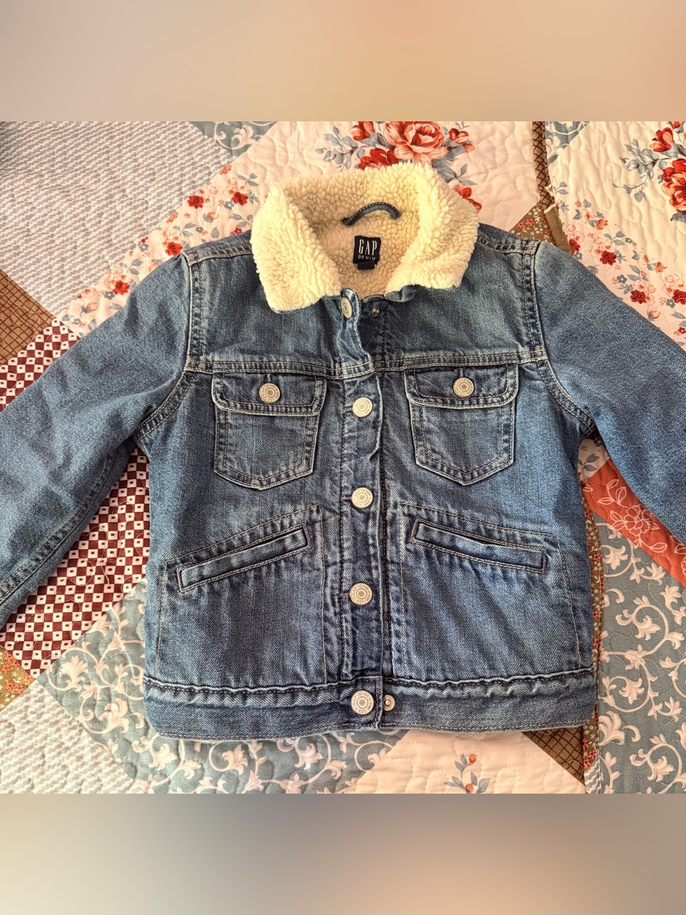 Gap Kids Boys Sherpa Lined Denim Jacket Youth Medium 8/9 Blue Jean Coat